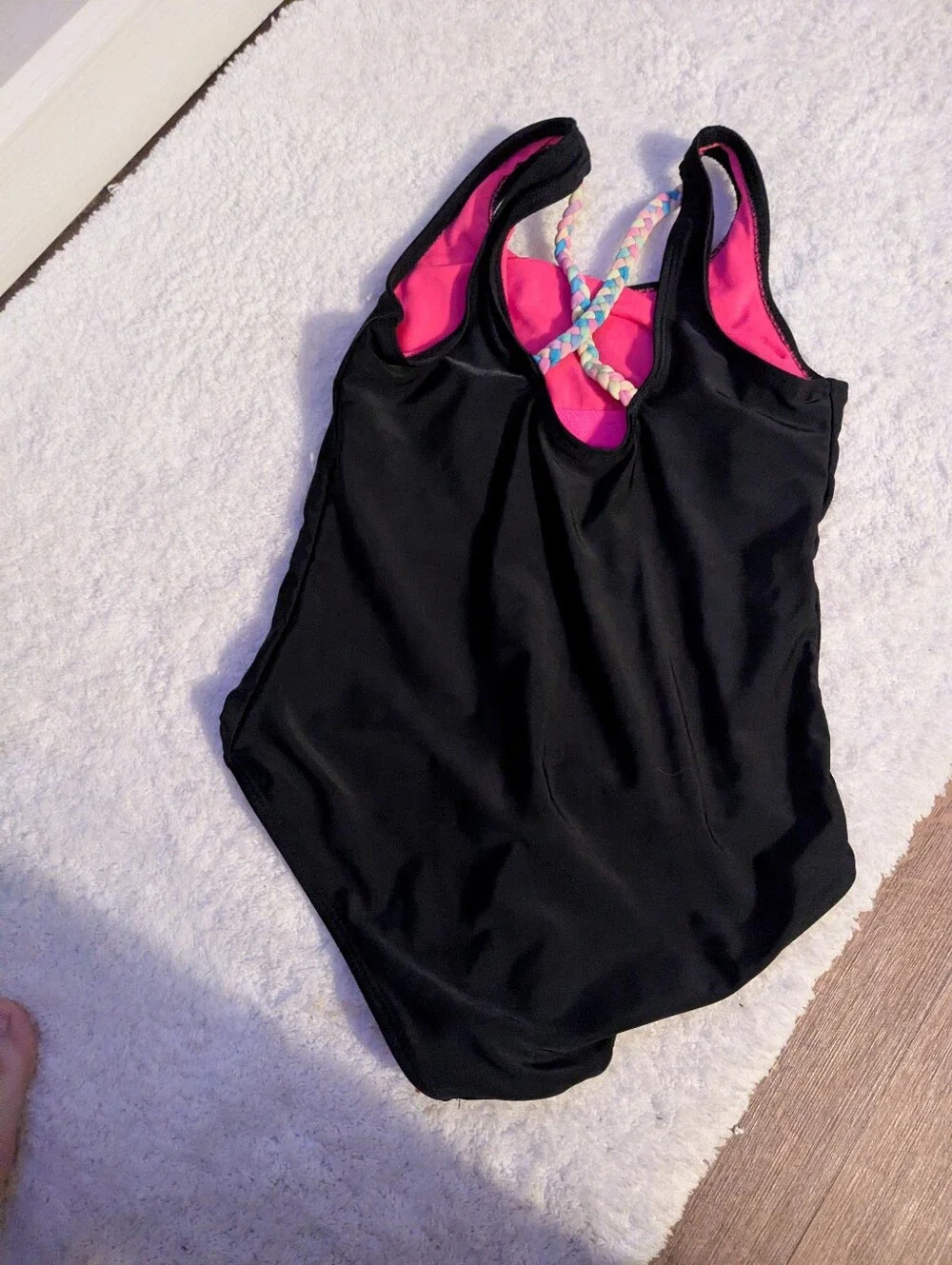 Justice Kids Swim Ring Pop Black Pink One-Piece Swimsuit
